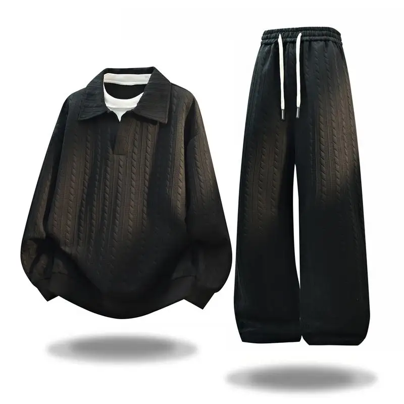 Men's Big & Tall 2 Piece Fall Sweatshirt Set Loose Fit Tracksuit with Jogger Pants Casual Streetwear Autumn Outfit XXXXXXXXL