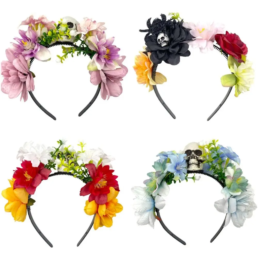 زي الحفلات التنكرية المكسيكية على شكل زهرة الورد على شكل تاج أغطية الرأس دعائم صور لليوم الموتى #1