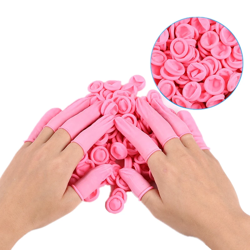 20/50PCS Disposable Gloves Pink Latex Rubber Finger Cots Anti-static Fingertips Protector Gloves for Cleaning