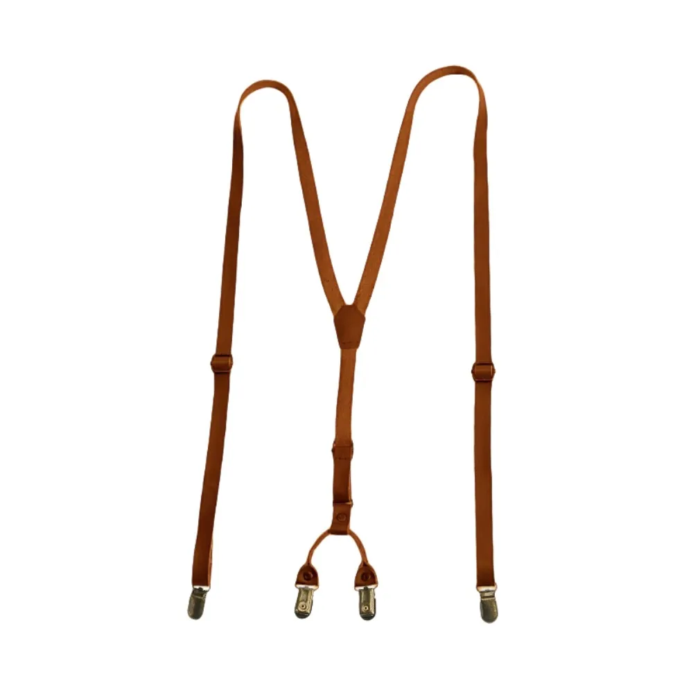 

Simple 1.5CM Suspenders for Men Black Retro Leather Suspenders Metal Clip British Style Suspender Clip Suit