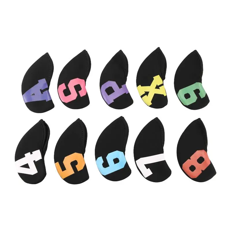 

10PCS Golf Club Protective Head, Waterproof PU Iron Sleeve, Color And Digital Version