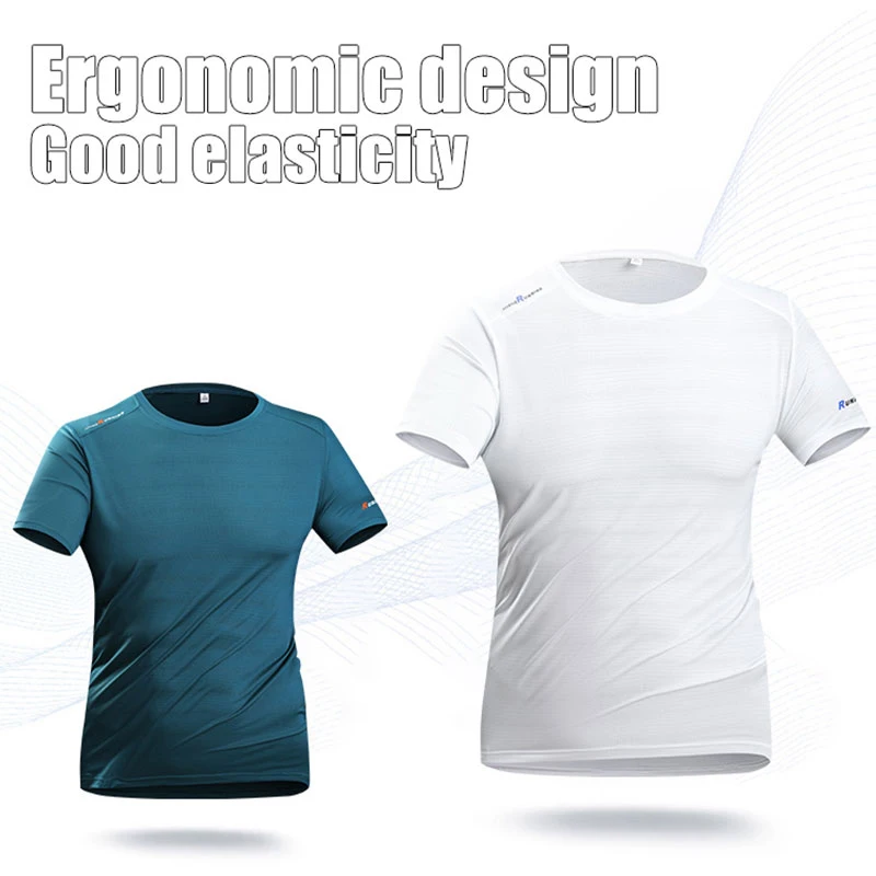 Men's Running Short Sleeves Summer Fitness Mesh Round Neck Quick-Drying Sports T-Shirt Men Printed Outdoor Jogging Short Sleeves