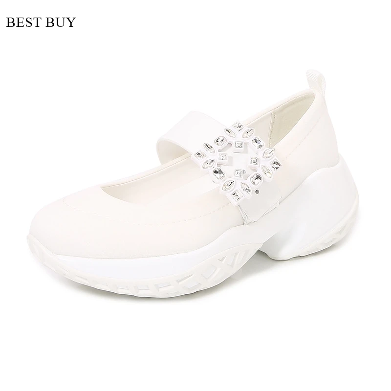 

Womens Loafers Shoes Female Footwear Shallow Mouth Clogs Platform Oxfords Round Toe Casual Sneaker Crystal Slip-on Ballet Flats