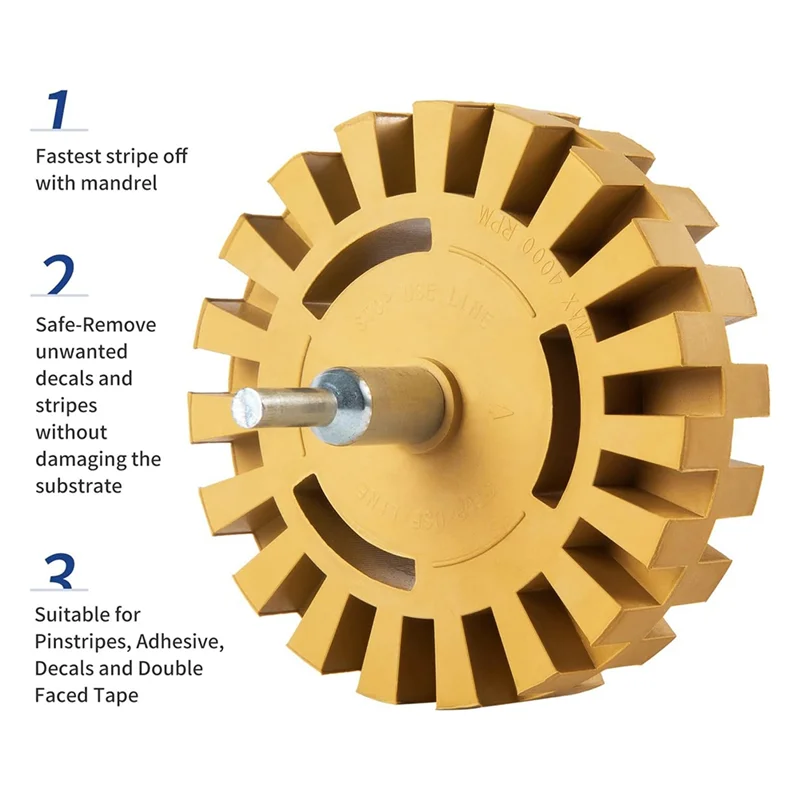 A010 ملصق مائي مزيل ممحاة عجلة ممحاة مطاطية عجلة مزيل القرص ممحاة عجلة مجموعة أدوات للسيارة #4