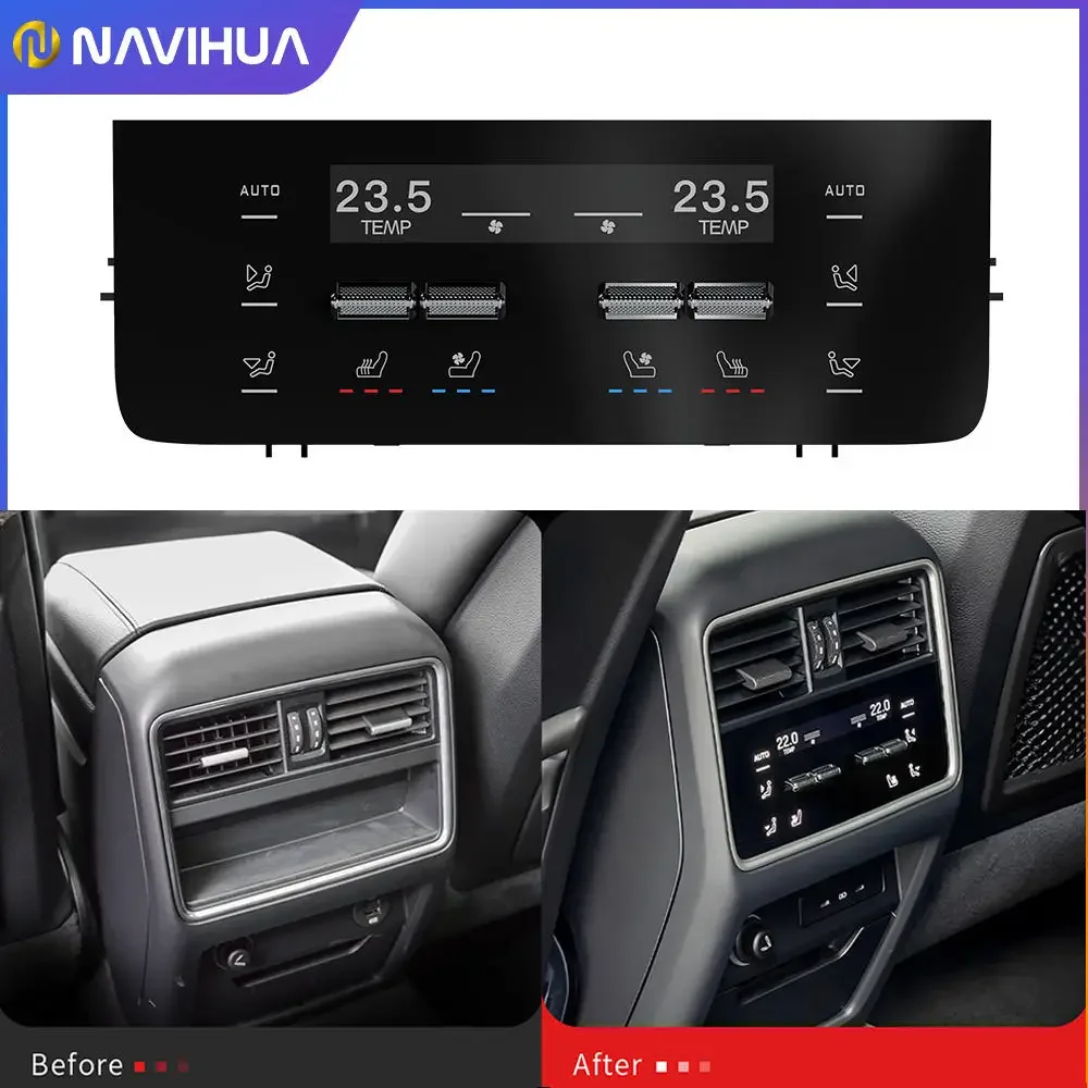 Navihua Latest Rear 4-Zone Upgraded Touch LCD Air-Conditioning Panel for Porsche Cayenne 2024 Adjustable Temperature Air Speed