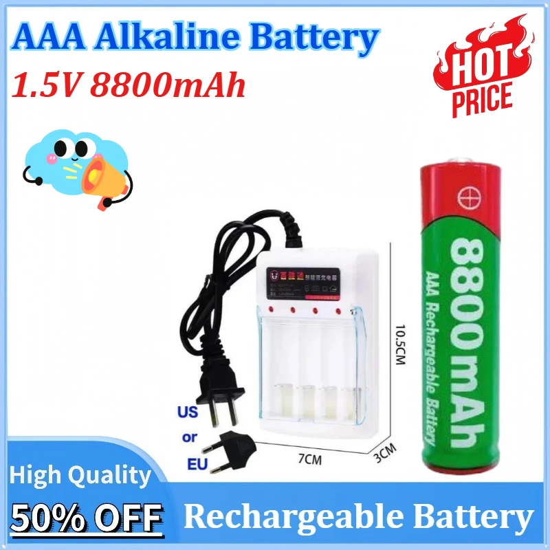 

Newly Upgraded 1.5V 8800mAh AAA Alkaline Rechargeable HighCapacity Battery for Clocks Mice Computers Toys Remote Control Battery