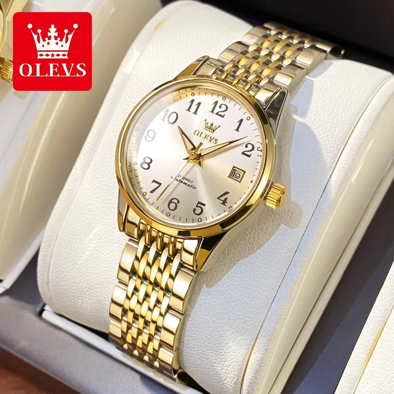 Olevs 6666 Fashion Business Women\'s automatic mechanical watch luxury waterproof stainless steel dress Women\'s Watch Reloj Mujer