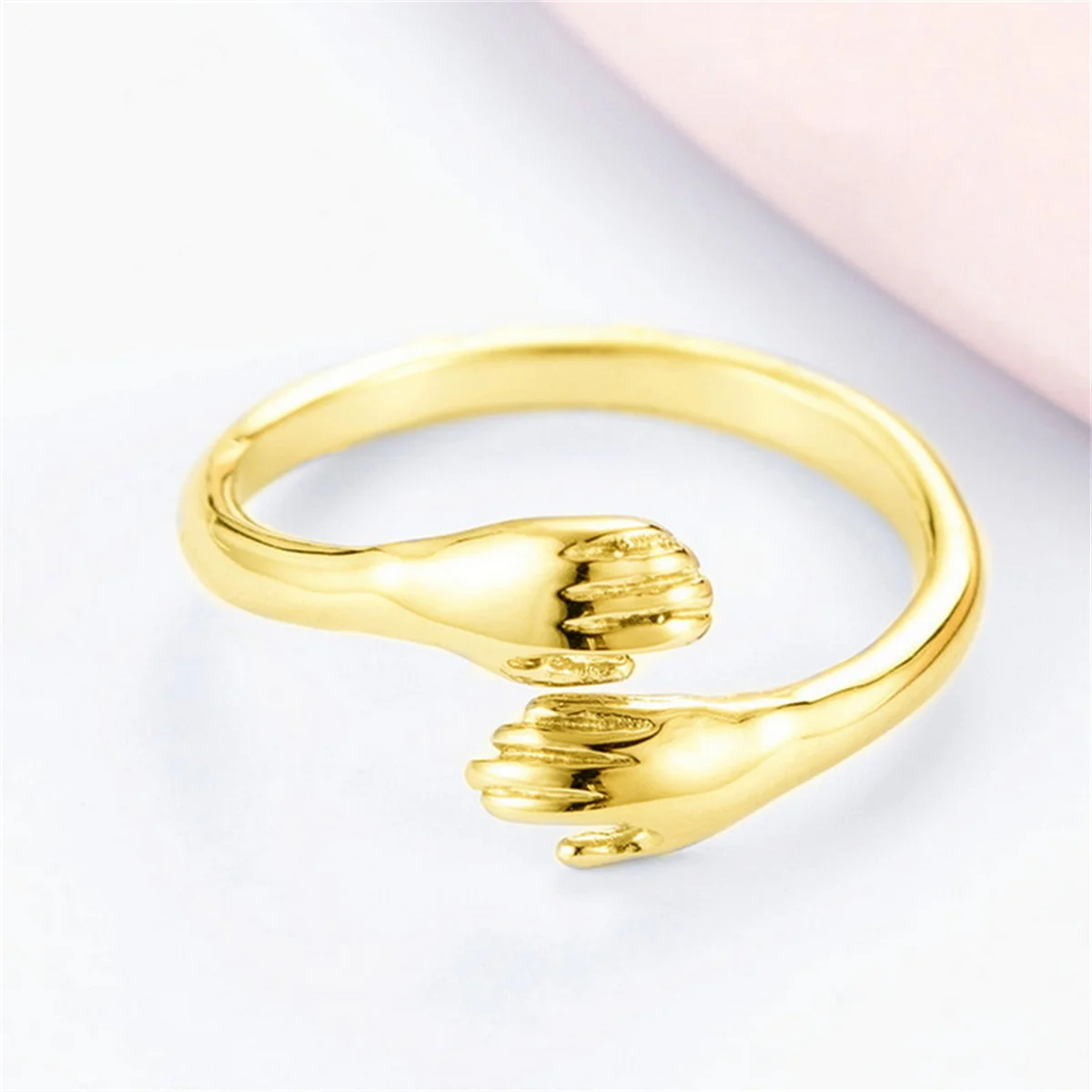Rinhoo Romantische Liebe Umarmung Geschnitzte Hand Ringe Für Immer Öffnung Finger Einstellbare Hand Ring Für Frauen Männer Mode Schmuck Geschenk – Detail 10
