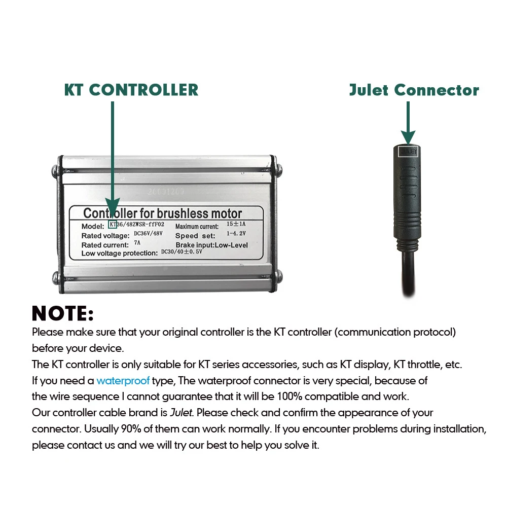 Electric bicycle KT Controller 250-750W DC36V/48V Waterproof Controller For KT-15A/KT-22A controller Electric Bike Accessories