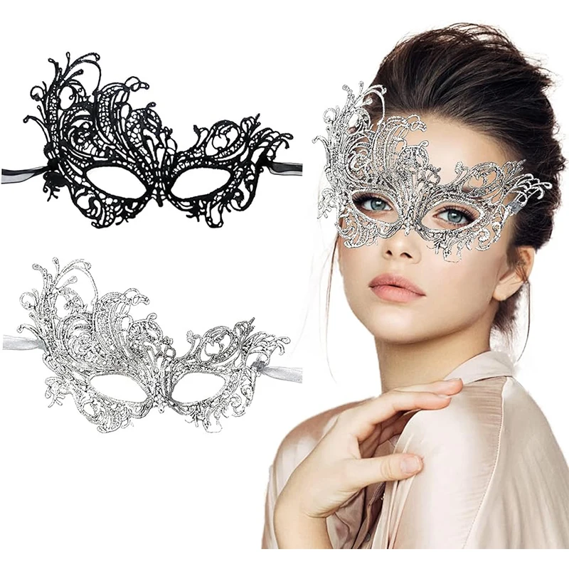 2-piece Phoenix masquerade Mask for couples Lace plastic Venezia Party Ball Carnival Halloween Mask for men and women