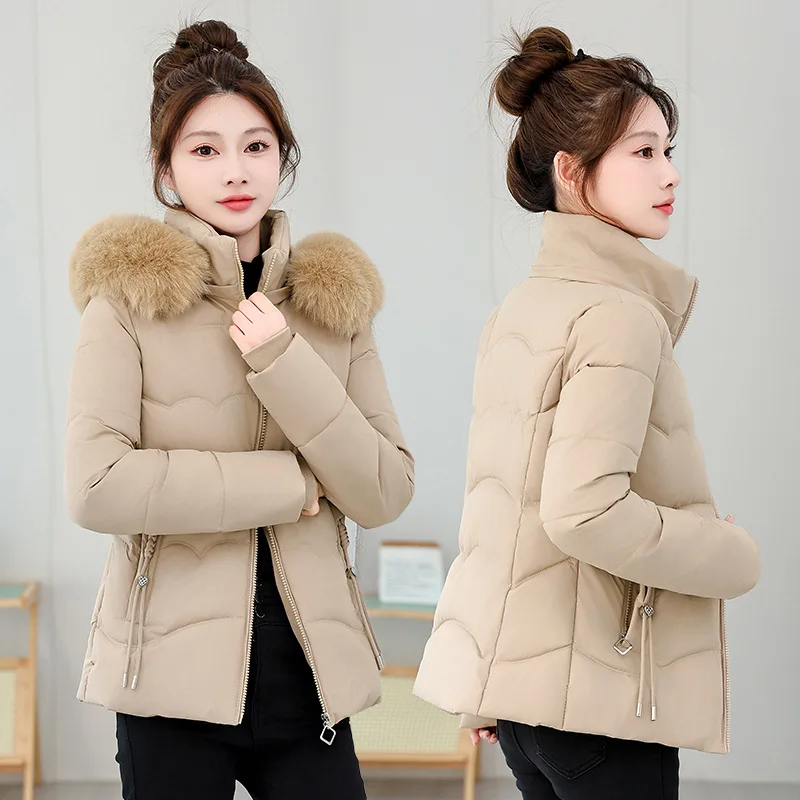 

Пуховик и хлопковый, женская хлопковая куртка с капюшоном, зимняя новая корейская версия 2025 года, приталенный крой, тонкий и теплый