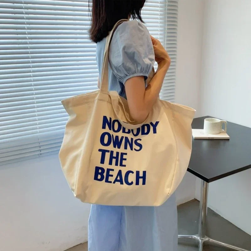 Large Canvas Bag Women Shoulder Handbag Female Letters Reusable Shopping Ladies Grocery Designer Tote Bag Eco Friendly Bolsas