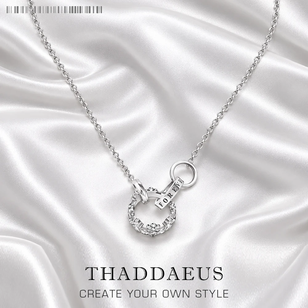Necklace Queen Crown Link Chain Fine Jewelry Europe 925 Stering Silver Brand New Romantic Gift For Women