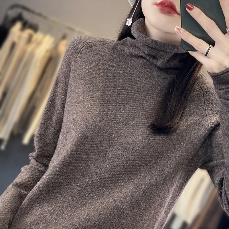 New Autumn And Winter Knitted Pullover High-Neck Sweater, A Fashionable And Comfortable Long-Sleeved Women's Top-RY266