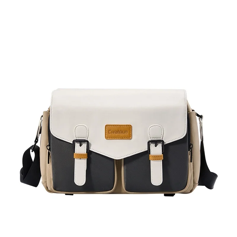 Waterproof Shockproof Camera Bag Canvas Single Shoulder Crossbody Bag Multi-pocket Camera Lens Organizer For Travel Outdoor