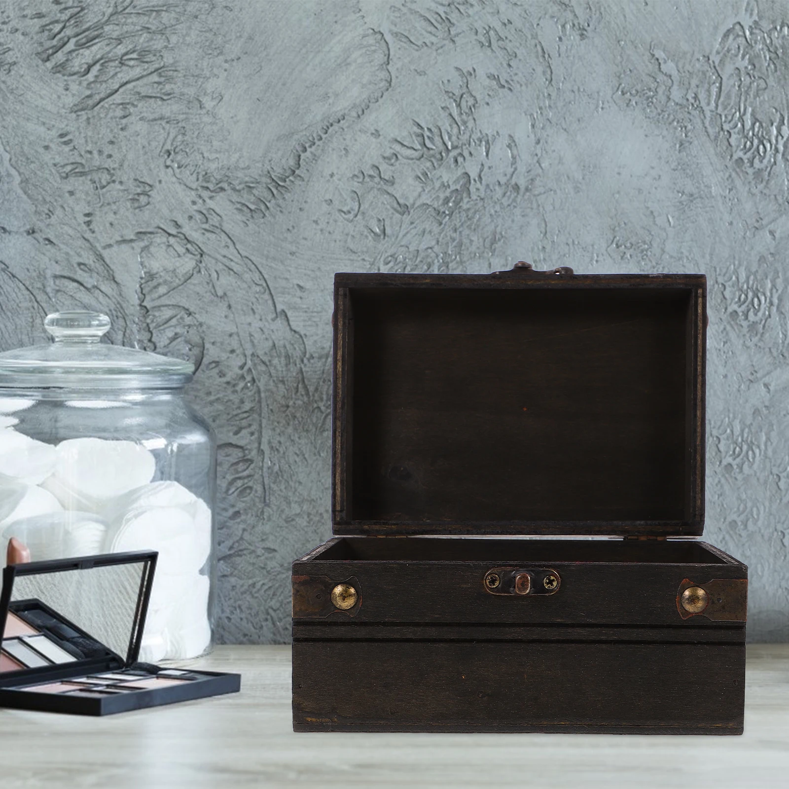 

Wooden Pirate Treasure Chest Vintage Jewelry Organizer Retro Storage Case Durable Retro Style for Pirate Parties Password Lock