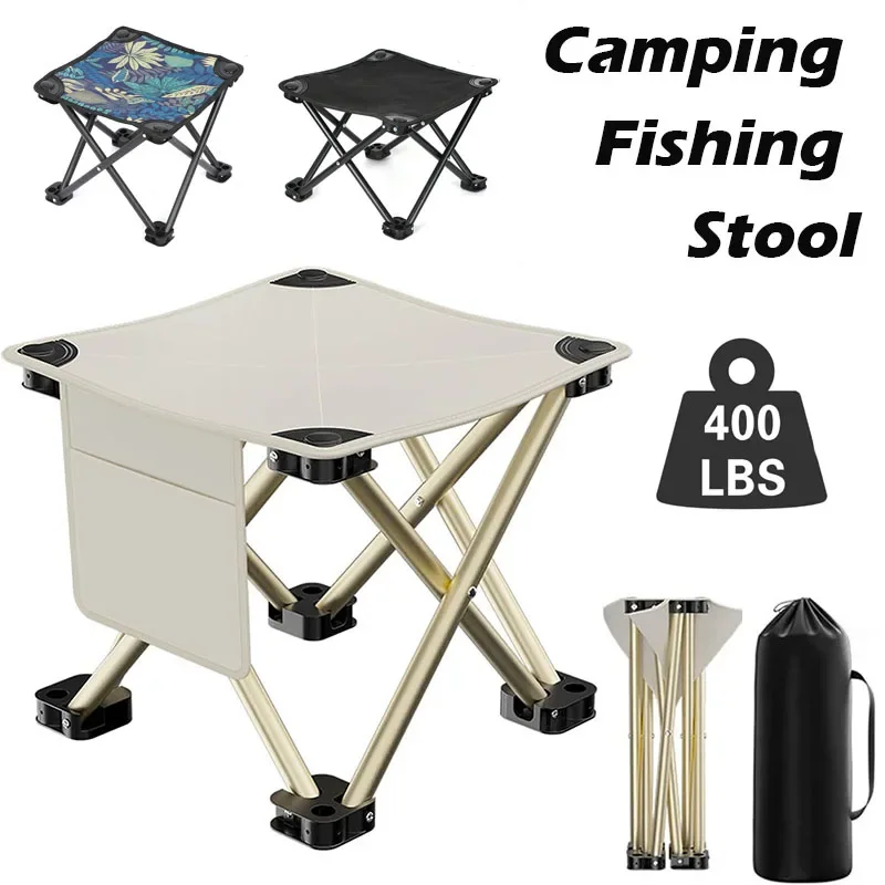 

Summer Camping Stool Portable Folding Stool 400Lbs Capacity with Carry Bag Mini Lightweight Seat for Adults Outdoor Hiking Beach