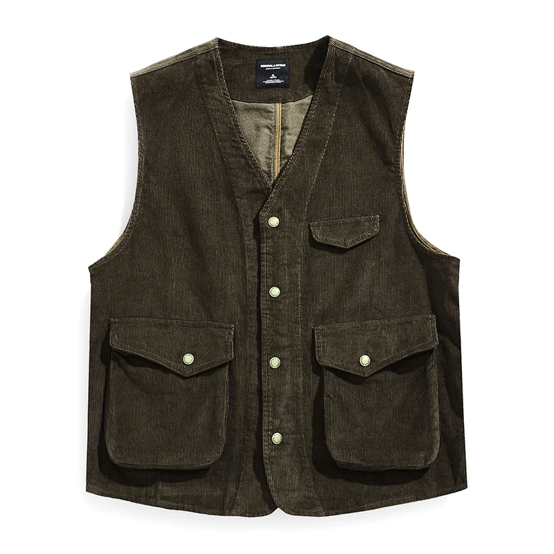 

Spring and autumn new styles Men's workwear corduroy vest Men's sleeveless casual vest jacket Large size 3XL 4XL