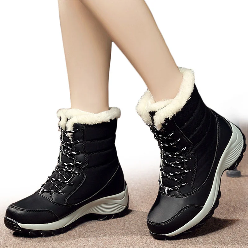 Botines ligeros con plataforma para Mujer, Botas de tacón para mantener el calor en la nieve, Invierno