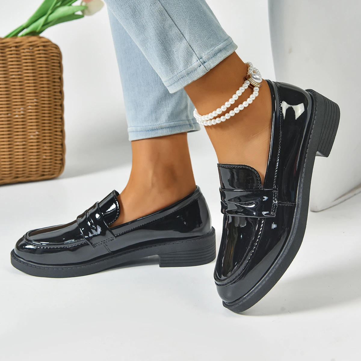 Damen-Flachschuhe im britischen Stil, JK-Leder-Schuhe, Sommer-Damen-Loafer, Neu 2026, französische runde Zehenpartie, Büroschuhe für Damen – Detail 17