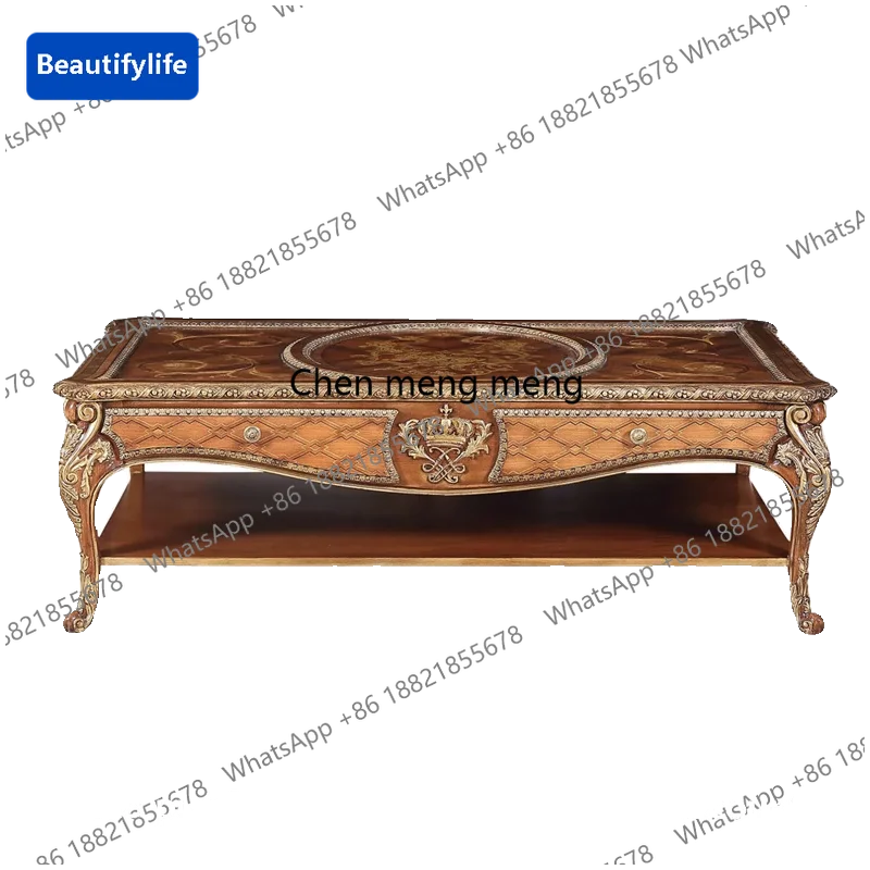 

Квадратный журнальный столик E8000 в стиле французской виллы для гостиной, неоклассический, с отделкой из шпона, паркетный, из массива дерева, с резьбой в виде цветов.