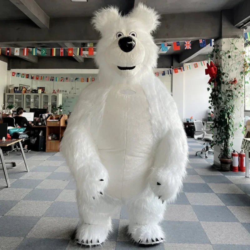 

260cm Inflatable Bear Clothing White Pink Cartoon Plush Adult Cosplay Mascot Carnival Event Decoration Promotional Clothing