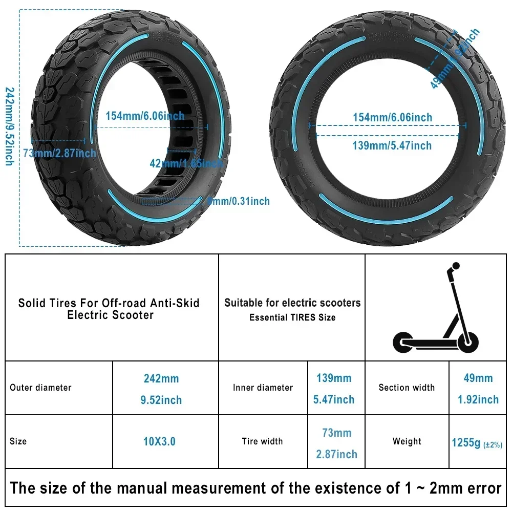 Vollreifen 10X3,0 Waben für ZERO10X /Kugoo M4 G1 Dualtron E-Scooter Rad Gummi 255*80 80/65-6 Vollreifen Elektroroller – Detail 5