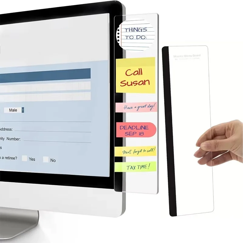 1Pcs Computer Screen Memo Board Clip Left/Right Monitor Message Panel Sticky Note Holder For Office Desk Decoration Supplies Use