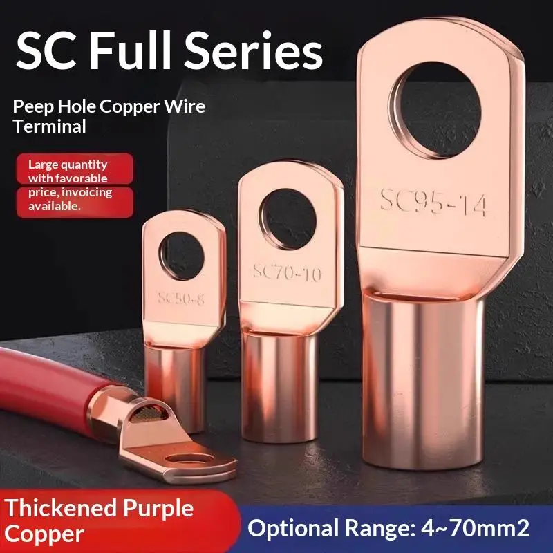 CD Type Copper Crimp Terminals Bare Lug Ring Wire Connectors Rust Proof for Industrial Control Cabinet Wiring Work