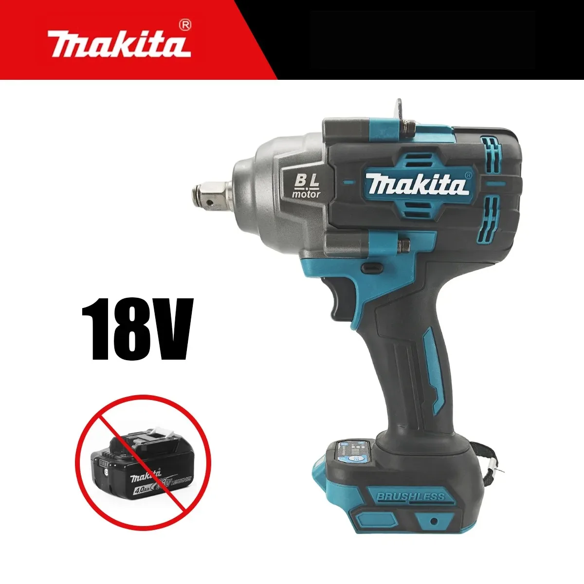 Makita 1000Nm High Torque 18V Cordless Brushless Wrench Wireless Impact Tool for Car Tire Repair, Compatible with Makita Battery image 3