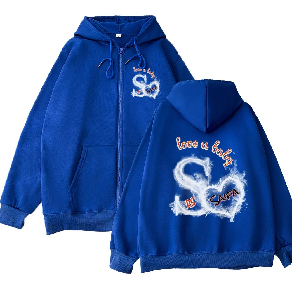 

2025 Cross border E-commerce Spring and Autumn New Style Love a Baby Smoke Letter Printed Cardigan Sweatshirt Trendy Hoodie Casu