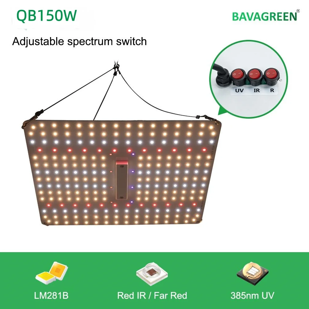 BAVAGREEN Full Spectrum LED Grow Light 150W UV IR Infrared Light Switches Plant Lamp Dimmable for Indoor Veg Flower Grow Tent