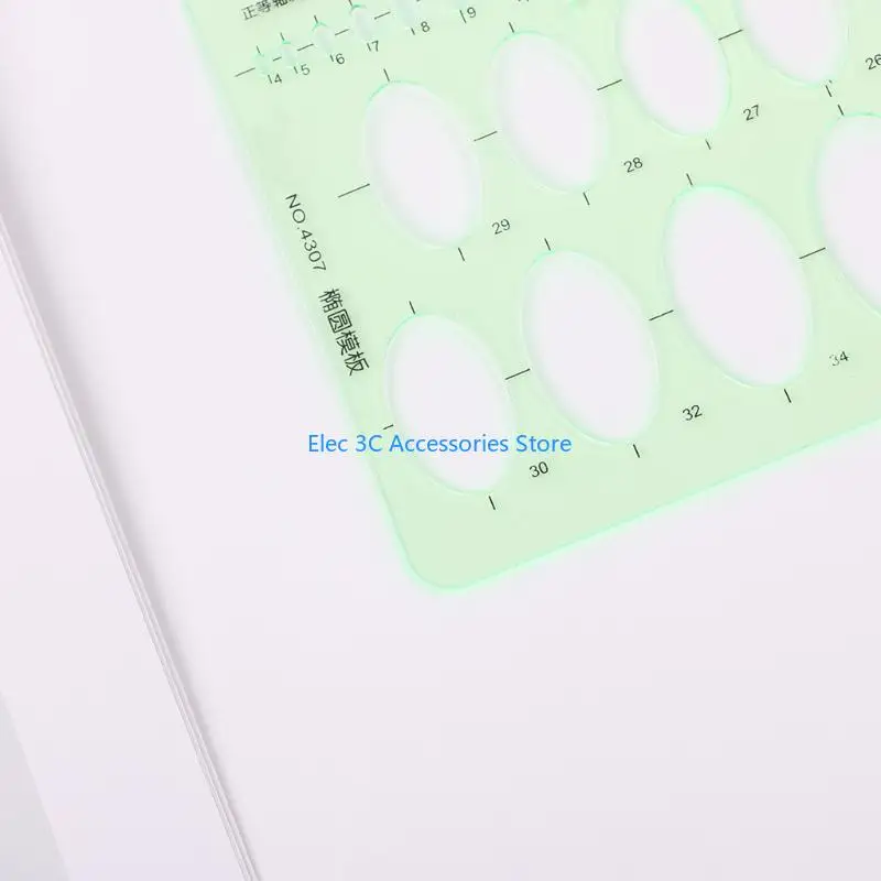 Y51A Green Plastic Oval Geometric Template Ruler Stencil Measuring Tools Students Hot