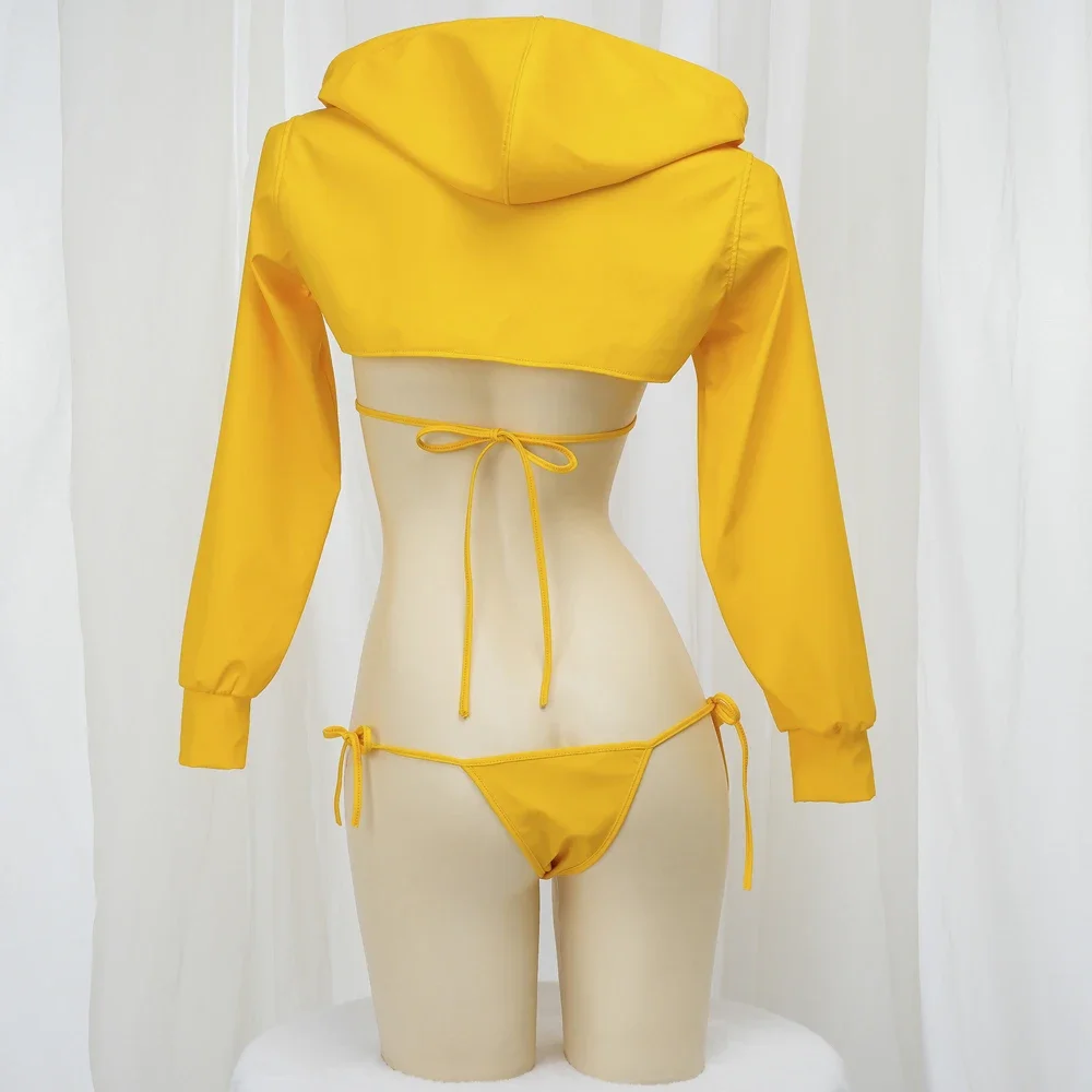 Anime Bikini Set Hoodie Top Cosplay Costume Sexy Japanese Cute Girl Underwear Nightgown Role Play Student Outfits Lingerie image 4