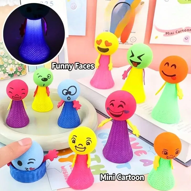 1-50PCS Light Up Bouncing Elf Spring Toy Glowing Jumping Man Figure for Kids Play Party Bag Fillers Novelty Gifts and Decoration