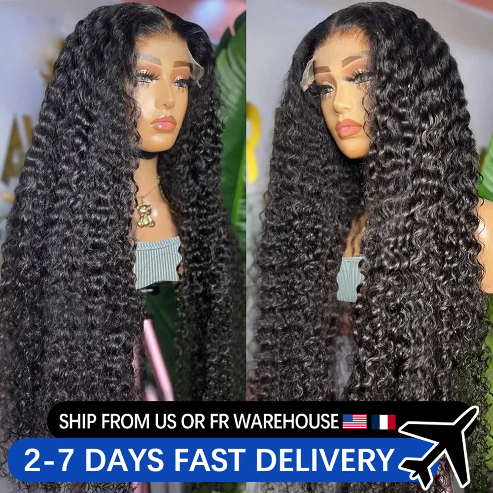 13x4 Lace Front Human Hair Wigs Brazilian Deep Wave Frontal Wig 4x4 Lace Closure Curly Human Hair Wigs Preplucked Wig For Women