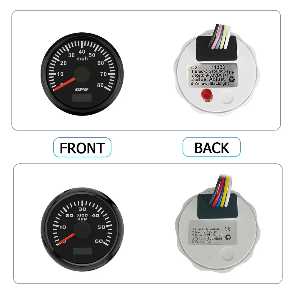 

ELING 52mm GPS Speedometer 0-30MPH 0-60mph 120MPH + 3000RPM 4000RPM 0-7000RPM Tachometer with Backlight for Car Universal 9-32V