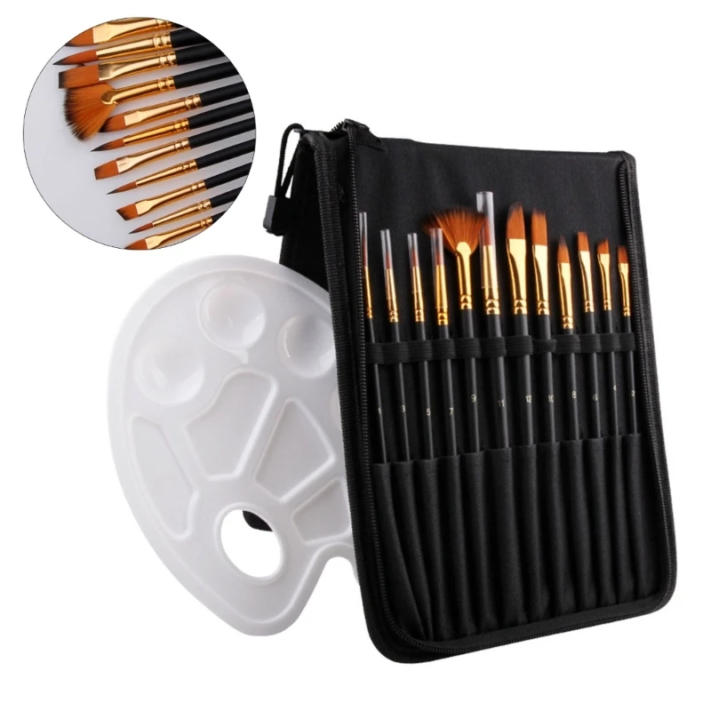 13 pennelli per pittura acrilica con tavolozza colori Pennello per acquerello Pennello per capelli in nylon per pittura