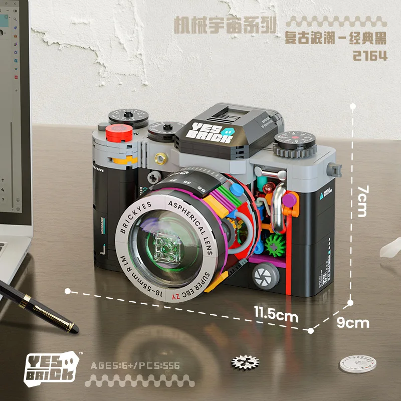 DIY Retro DSLR Camera Lens Zaklamp Mechanisch Universum Elektrische Bouwstenen Model Bricks Sets Speelgoed