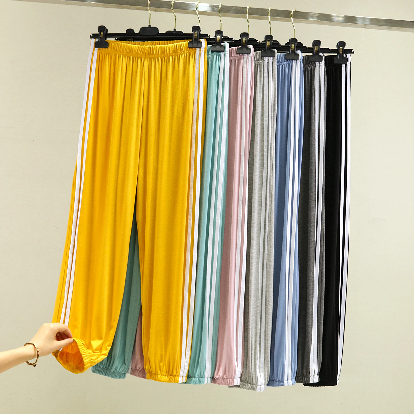 Modal Loose Fit Summer Thin Sporty Casual Pants Women's High Waist Lantern Pants Dance Mosquito-Resistant Sleepwear