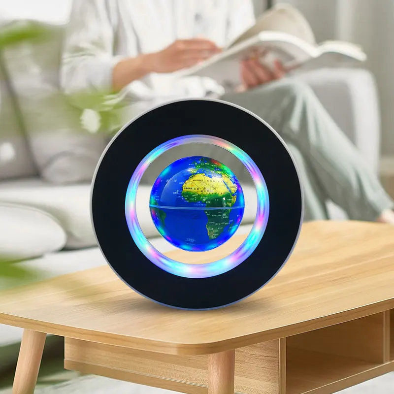 Lampu Levitasi Magnetik Globe Levitasi Magnetik Rak Display LED 3 Inci Bundar Berbentuk O Lampu Berwarna Globe Definisi Tinggi