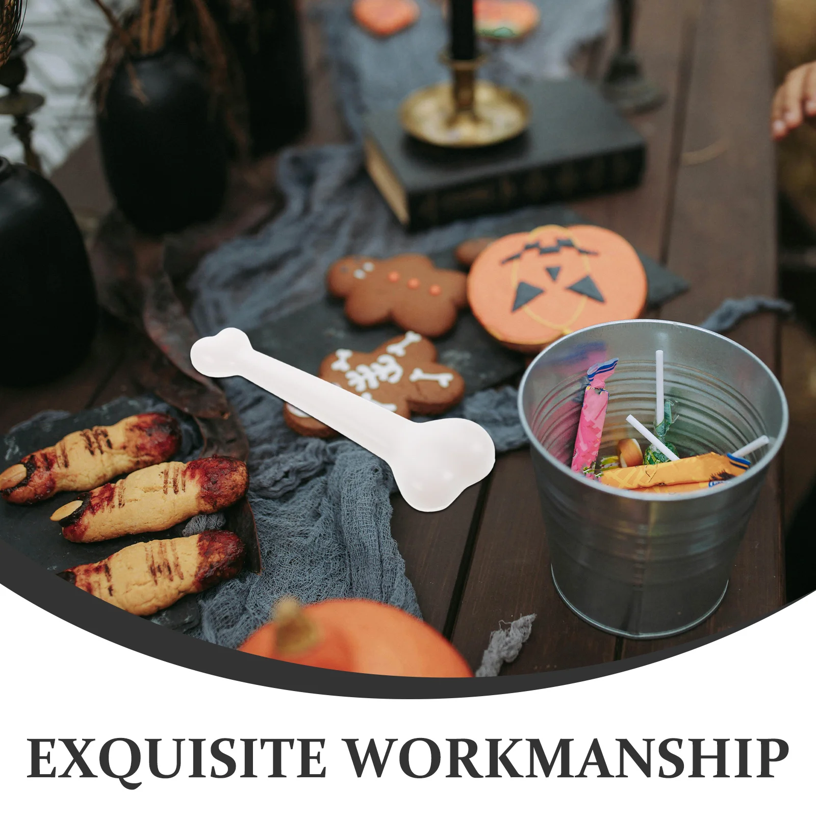 Accesorios de Halloween, huesos simulados, accesorios de disfraz de plástico, lavado a mano blanco necesario, excelente para vestir, fiesta temática