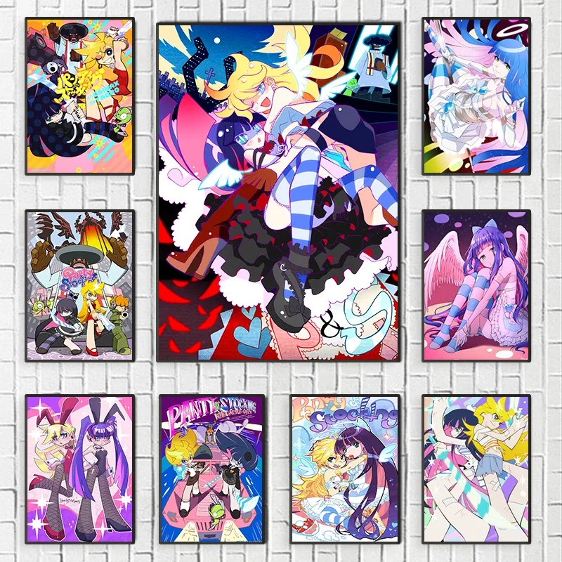 Panty and Stocking with Garterbelt Scanty Anime Poster Canvas Painting Cartoon Cute Girl Wall Art Kawaii Living Room Home Decor