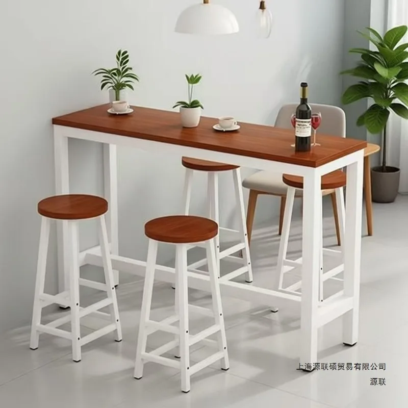 Balcony household narrow-sided long table, milk tea shop narrow shelf tables and chairs against the wall