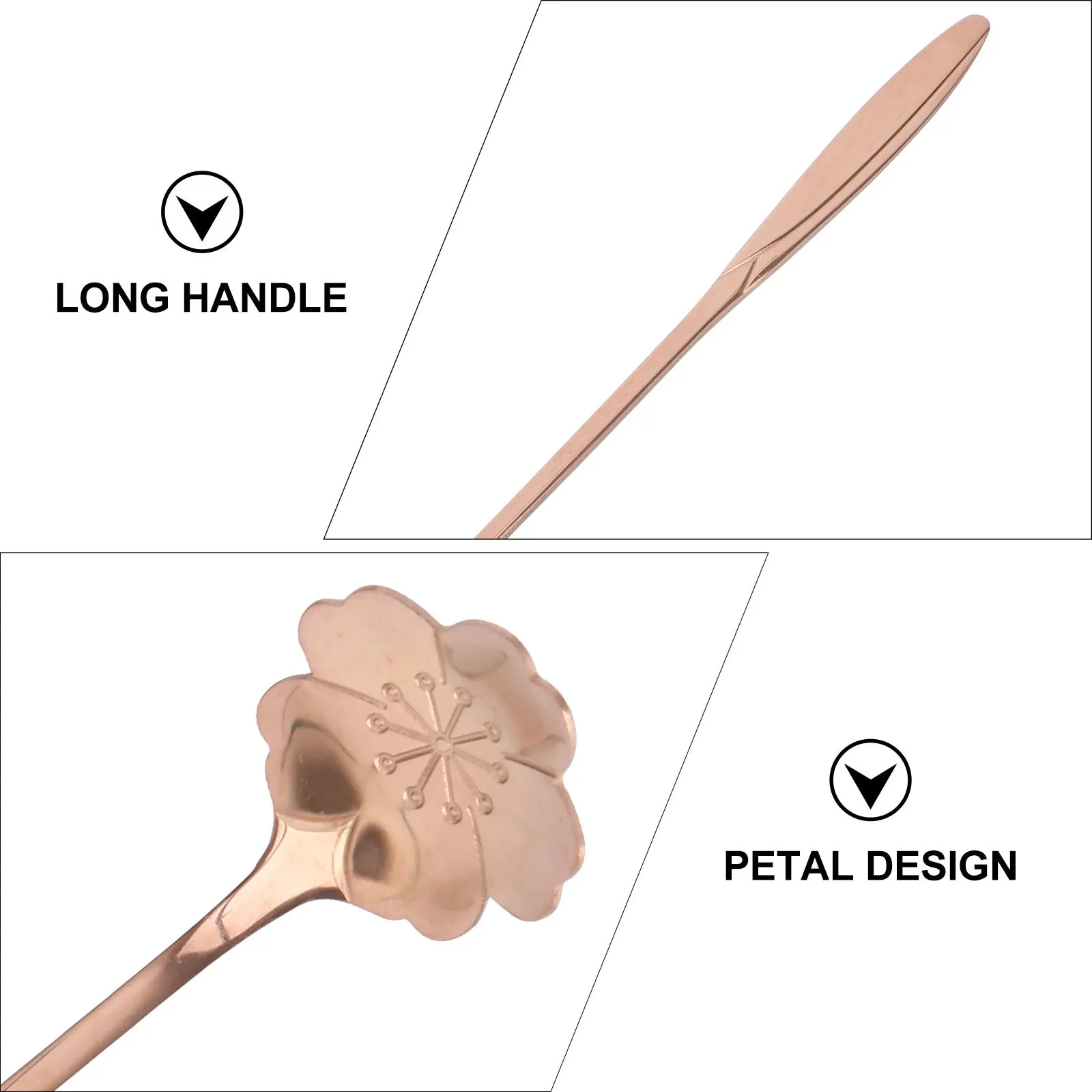 

3Pcs Long Handle Stainless Steel Petal Shaped Mixing Spoons for Coffee Tea Cocktail Lemonade Bar Use Long Handle Mixing Spoons