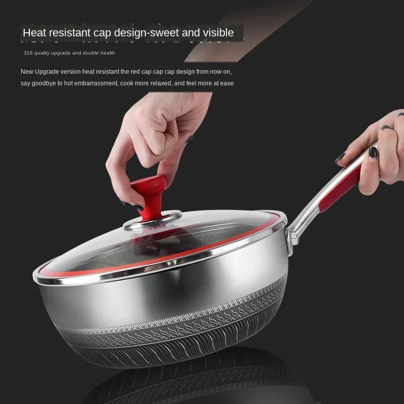 Pots and pans set Cast iron cookware non stick wok pan 316 stainless steel household frying pan with Gas-fired induction cooker