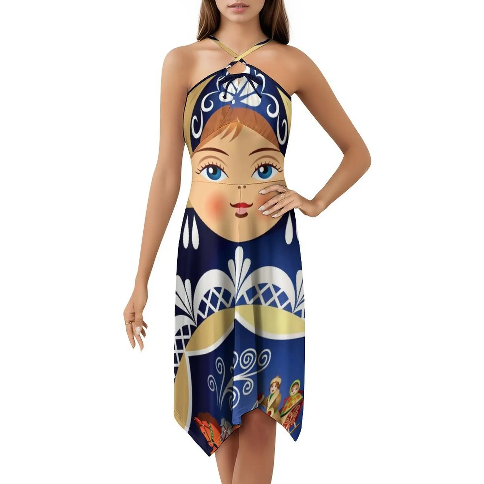 بابوشكا ماتريوشكا دمية روسية فستان عطلة مثير للنساء شاطئ حفلة عيد ميلاد فستان قصير دمية بابوشكا دمية روسية #5