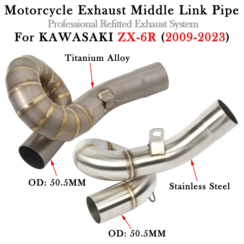 

For KAWASAKI ZX-6R ZX6R ZX636 ZX 6R 636 2009 - 2022 2023 Motorcycle Exhaust Modify 51MM Escape Muffler Middle Link Pipe Slip On