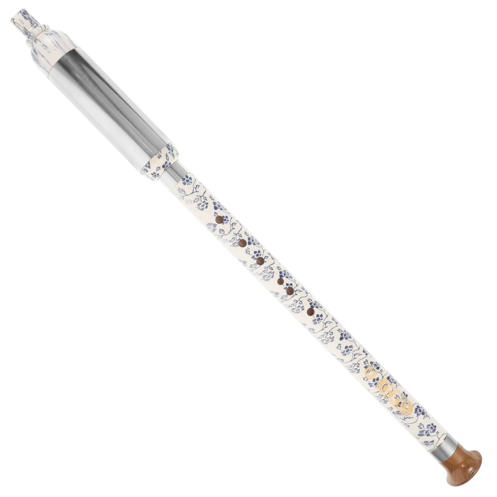Ethnic Vertical Bawu G Tuning Traditional Chinese Wind Instrument Blue White Porcelain Look Redwood Style Disassemblable Adult