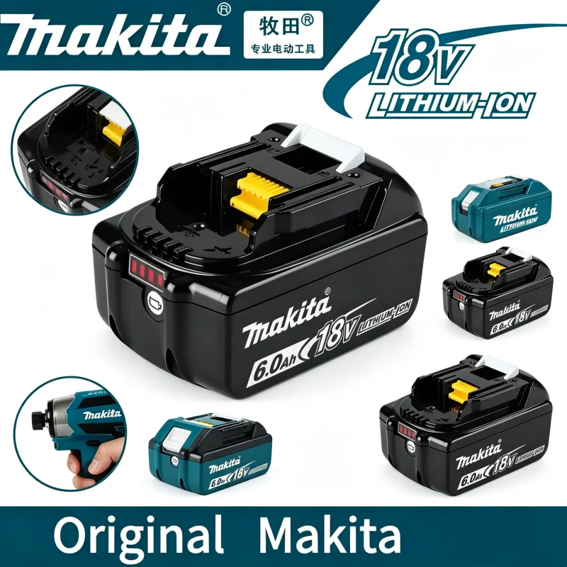 100% original Makita 18V battery 6.0Ah rechargeable battery, Makita BL1840 BL1830B BL1830B power tool battery, 18V charger